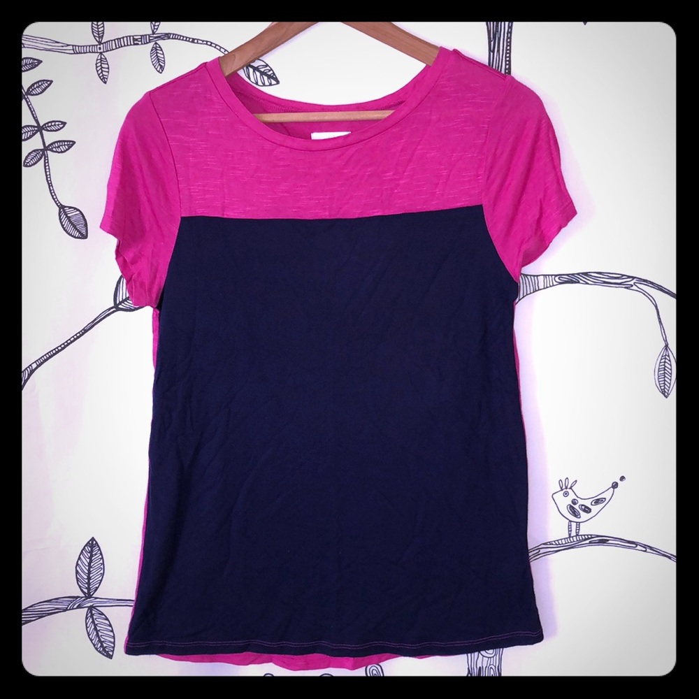 Magenta and Navy blue, colorblock T-shirt, Small
